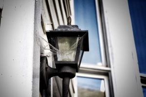 cobwebs on a porch lamp in San Francisco