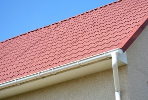 roof gutter and downspout on a commercial property