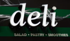 commercial sign with cobwebs
