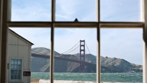 a window overlooking the Bay Area